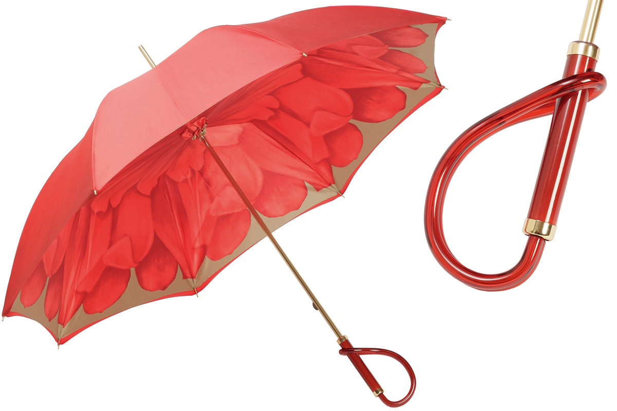 Luxury Red Umbrella – Handmade Italian Double Cloth Canopy With Acetate Handle