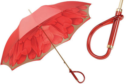 Luxury Red Umbrella – Handmade Italian Double Cloth Canopy With Acetate Handle