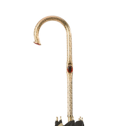 Flower Inside Umbrella – Handmade Italian Rain Umbrella with Brass Handle