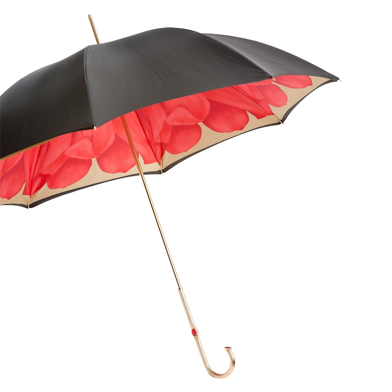Flower Inside Umbrella – Handmade Italian Rain Umbrella with Brass Handle