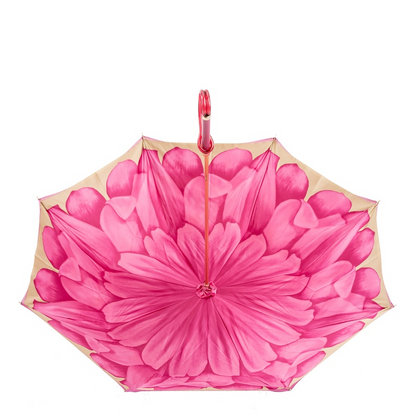 Fuchsia Dahlia Umbrella – Manual Opening, Double Cloth Canopy, Italian Handmade Rain Shield