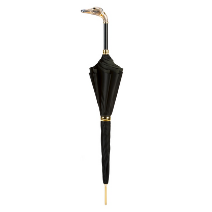 Greyhound Woman Umbrella – Enameled Brass Handle | Italian Luxury Rain Protection