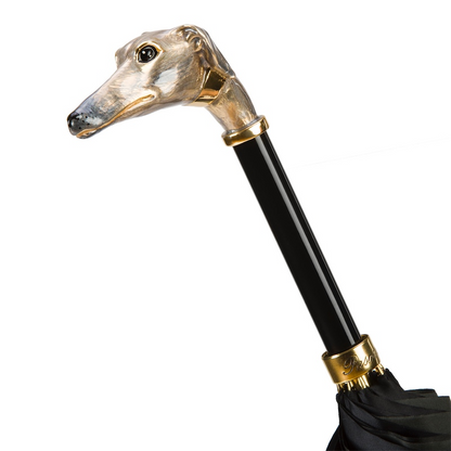 Greyhound Woman Umbrella – Enameled Brass Handle | Italian Luxury Rain Protection