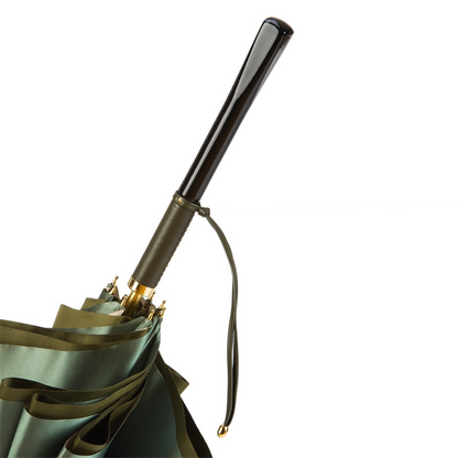 Designer Green Umbrella - Handmade Italian Manual Opening Rain Umbrella With Wooden Handle