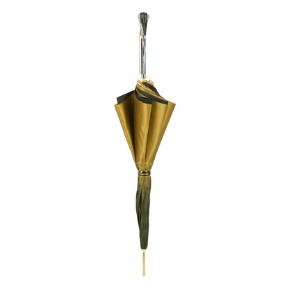 Luxury Gold Umbrella - Handmade Italian Double Cloth Canopy With Swarovski Crystal Handle