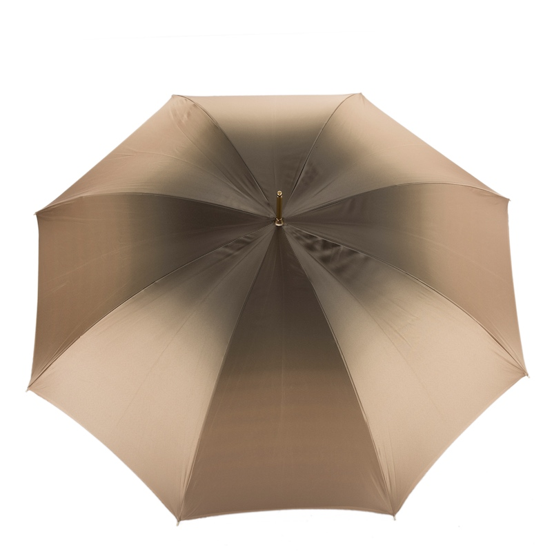 Ivory Double Cloth Umbrella – Handmade Italian Rain Umbrella with Leather Handle