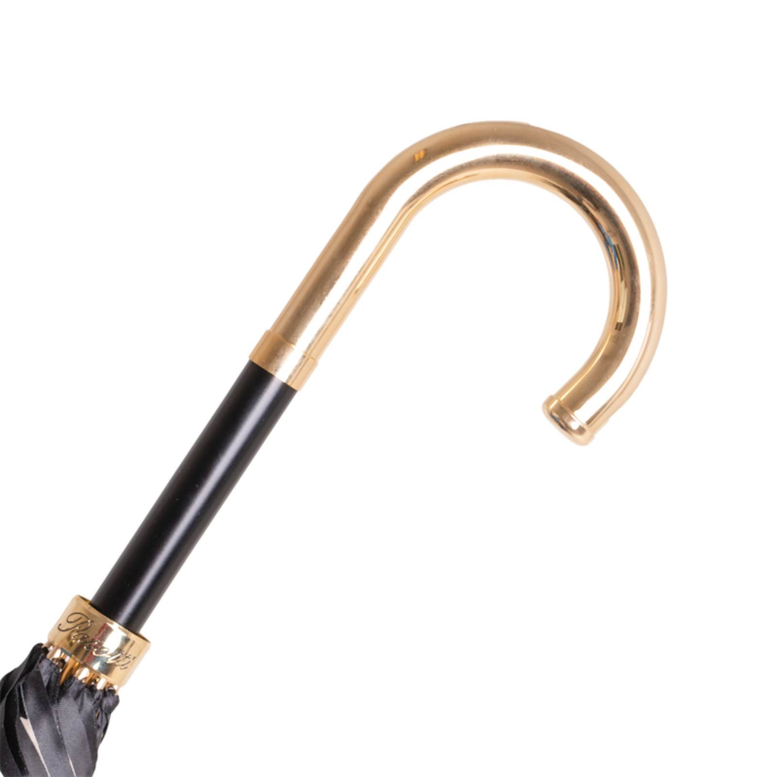 Beige Geometric Umbrella - Handmade Italian Rain Umbrella with Brass Handle