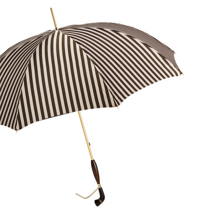 Striped Umbrella – Handmade Italian Luxury Rain Umbrella with Swarovski Crystals