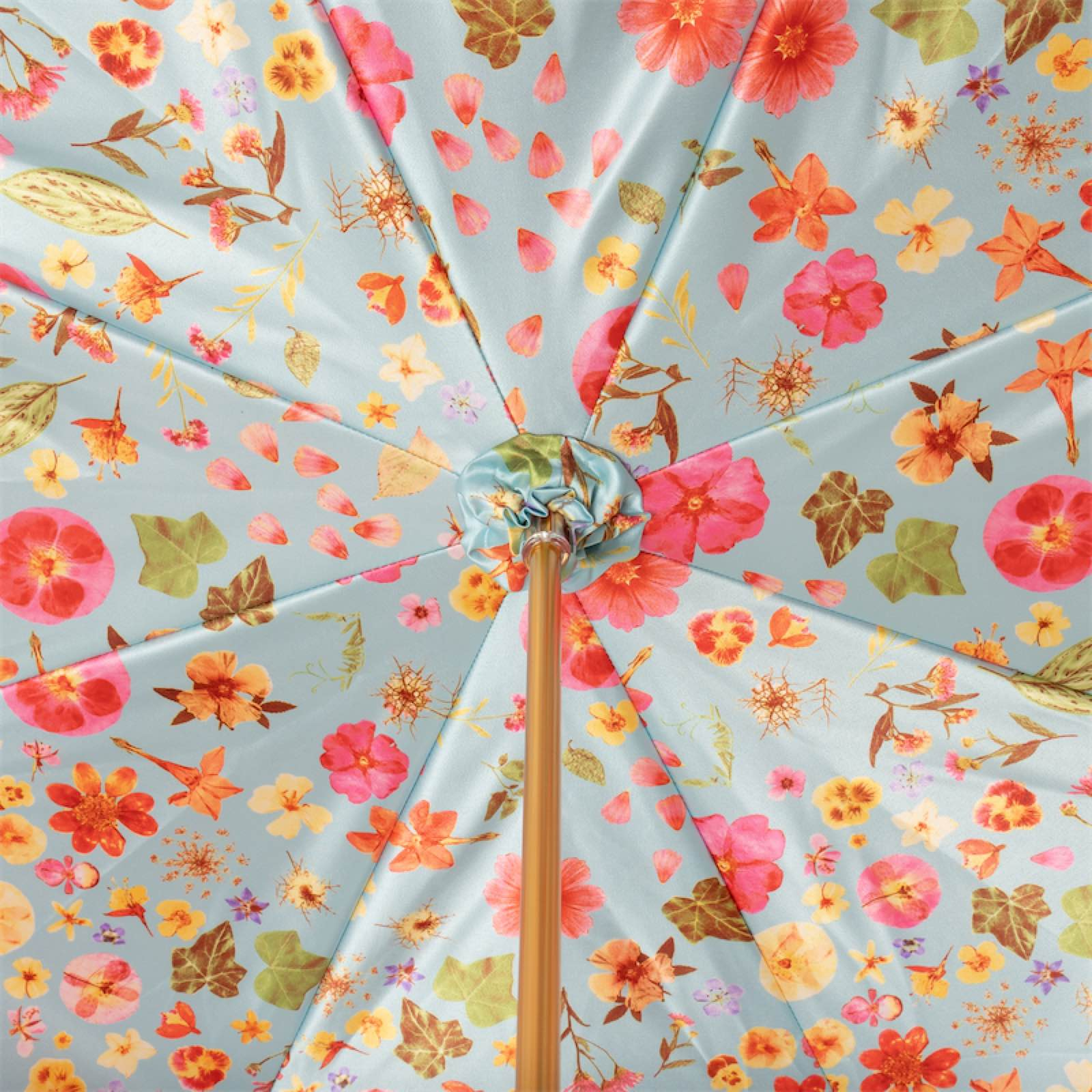 Jeweled Brass Umbrella - Floral Design Manual Opening Rain Protection