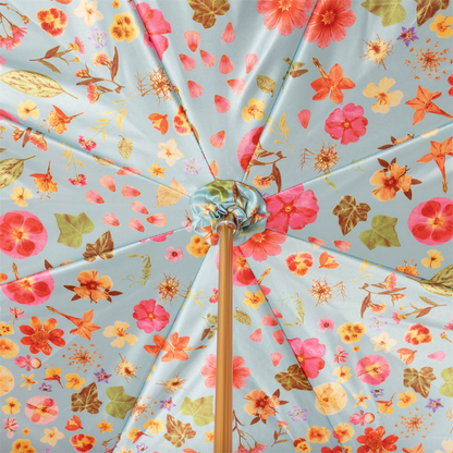 Jeweled Brass Umbrella - Floral Design Manual Opening Rain Protection