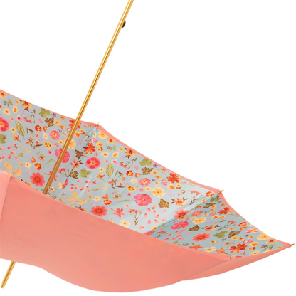 Jeweled Brass Umbrella - Floral Design Manual Opening Rain Protection