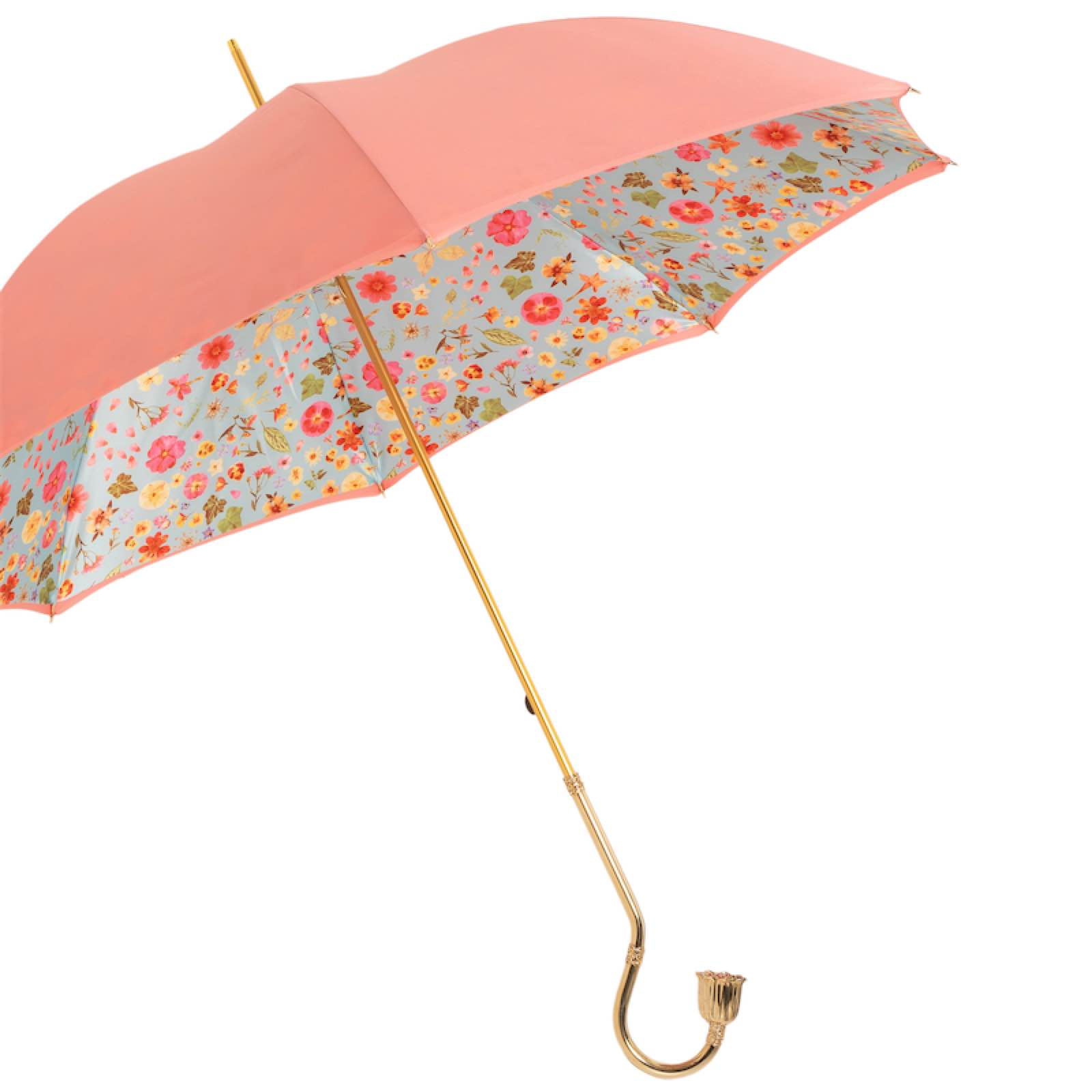 Jeweled Brass Umbrella - Floral Design Manual Opening Rain Protection