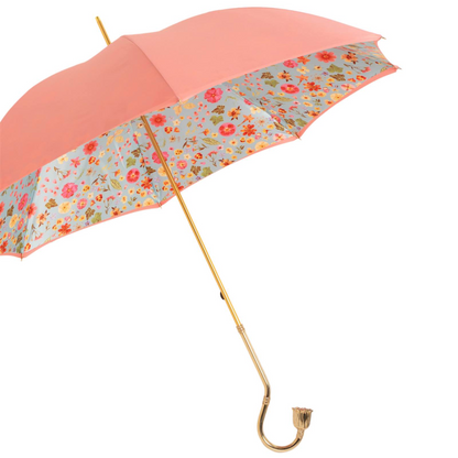 Jeweled Brass Umbrella - Floral Design Manual Opening Rain Protection