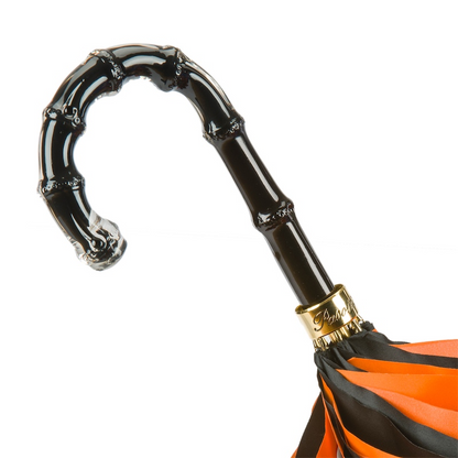 Orange Brush Strokes Umbrella – Handmade Italian Double Cloth Canopy, Acetate Handle