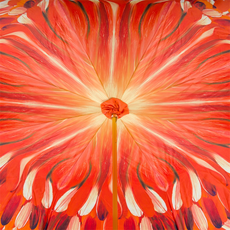 Orange Brush Strokes Umbrella – Handmade Italian Double Cloth Canopy, Acetate Handle