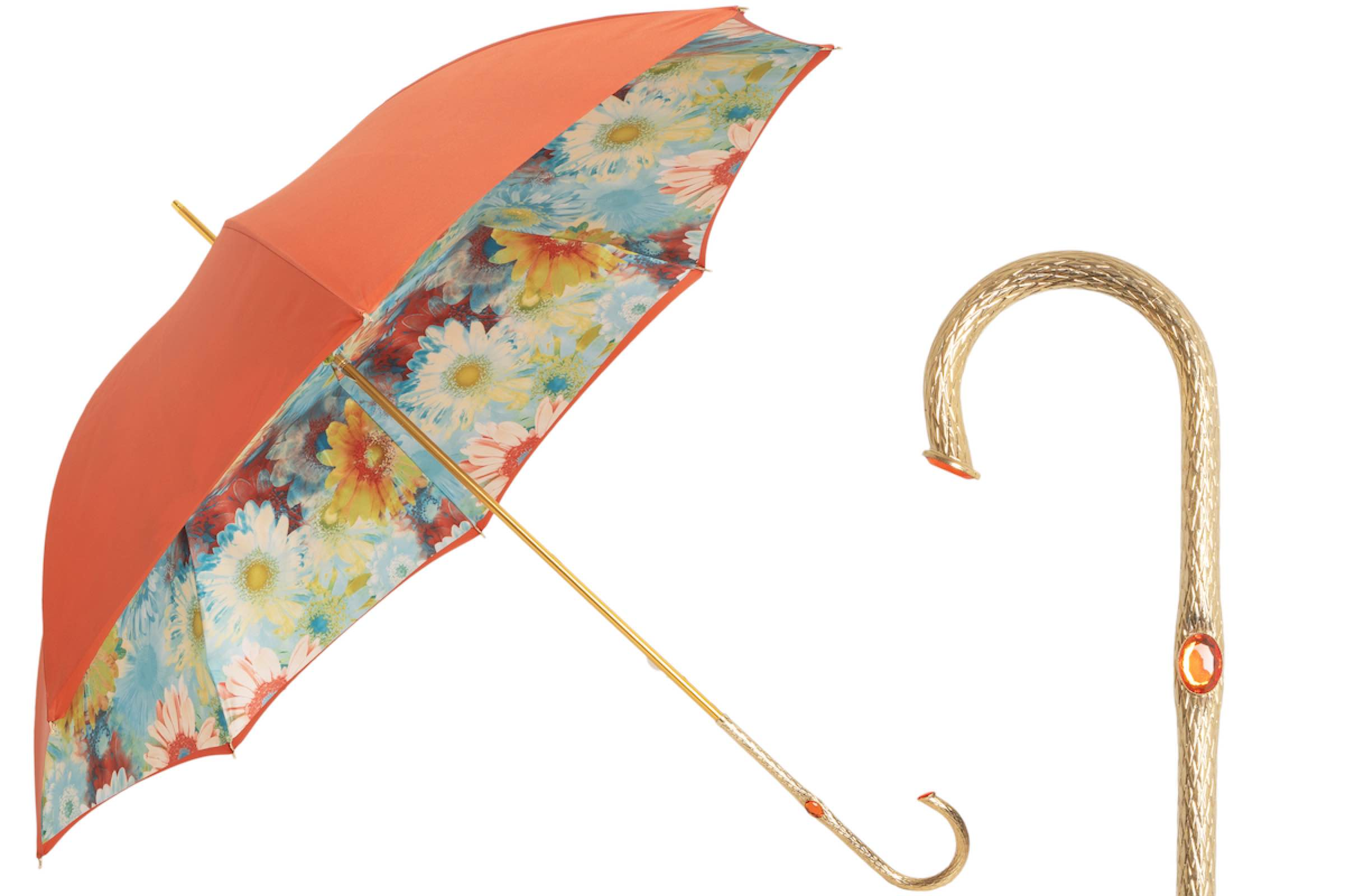 Handmade Italian Umbrella – Sunflower Design, Brass Handle, Premium Polyester Canopy