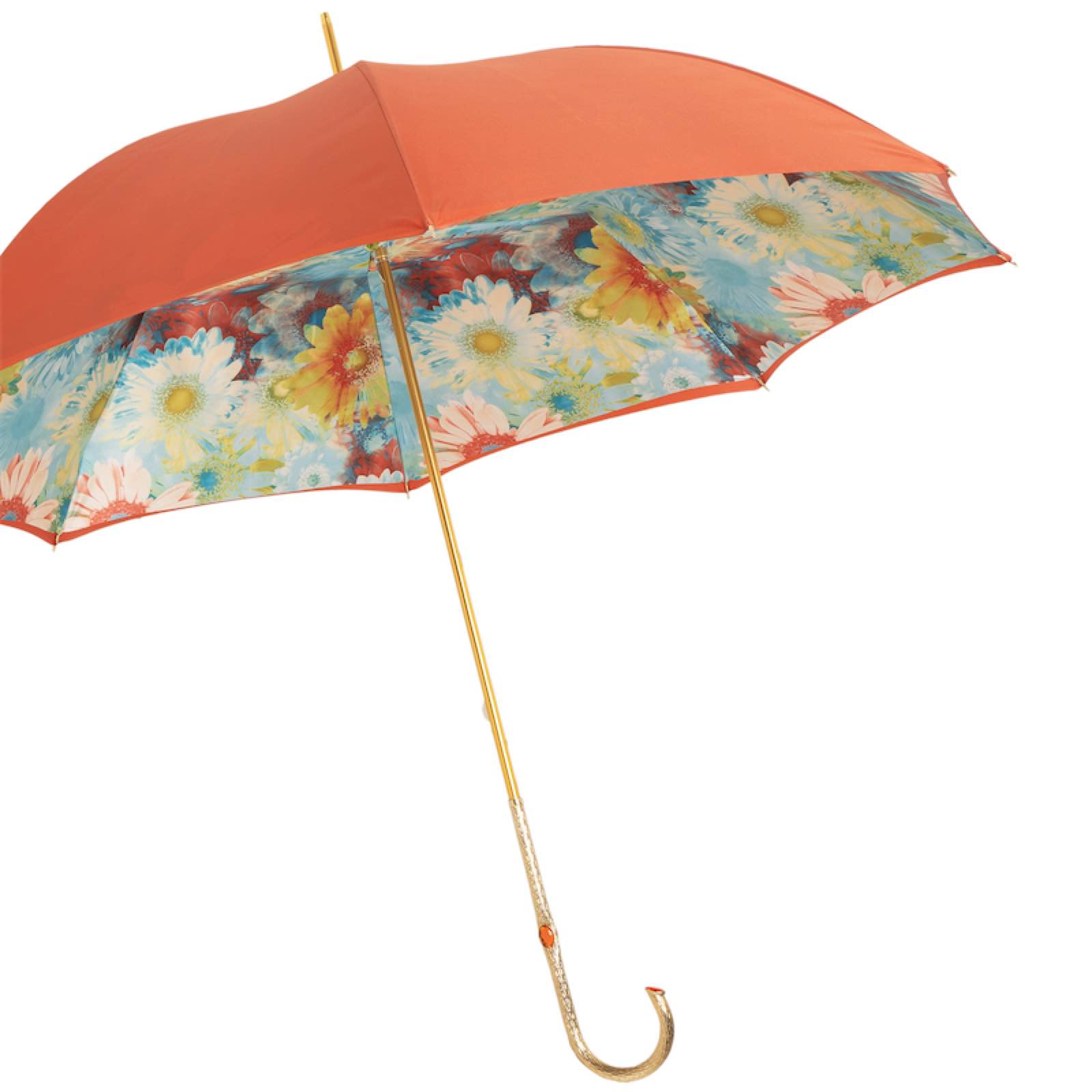 Handmade Italian Umbrella – Sunflower Design, Brass Handle, Premium Polyester Canopy