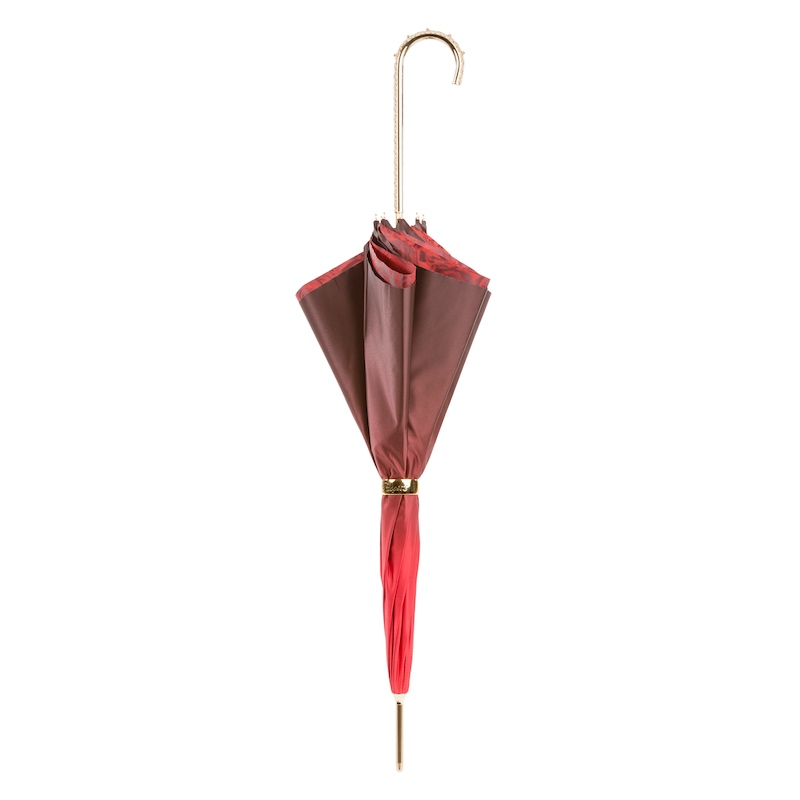 Red Roses Umbrella – Manual Open Double Cloth Canopy With Brass Handle