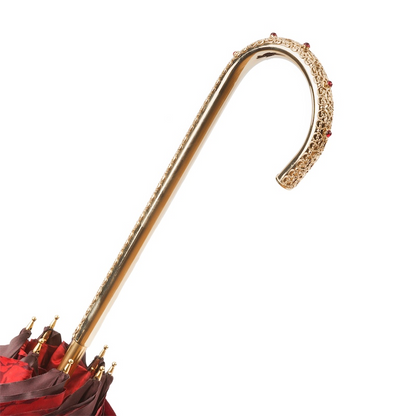 Red Roses Umbrella – Manual Open Double Cloth Canopy With Brass Handle