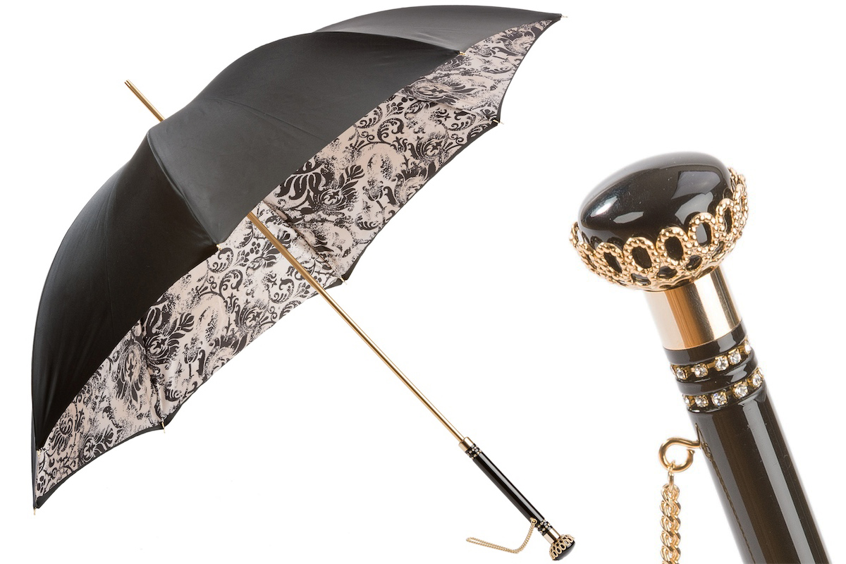 Floral Doodles Umbrella – Double Cloth Canopy, Jeweled Handle, Wind Resistant