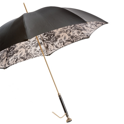 Floral Doodles Umbrella – Double Cloth Canopy, Jeweled Handle, Wind Resistant