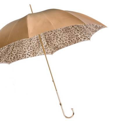 Leopard Print Umbrella - Manual Opening Double Cloth Ivory Rain Gear