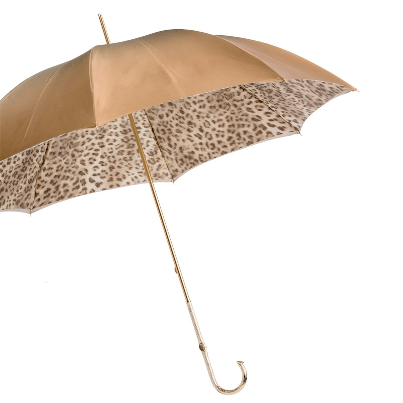 Leopard Print Umbrella - Manual Opening Double Cloth Ivory Rain Gear