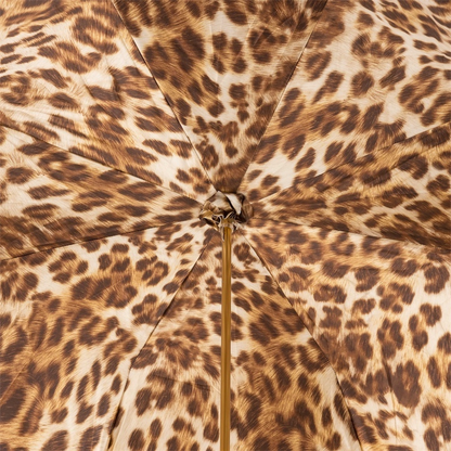 Leopard Print Umbrella | Handmade Italian Designer Umbrella with Crystal Handle
