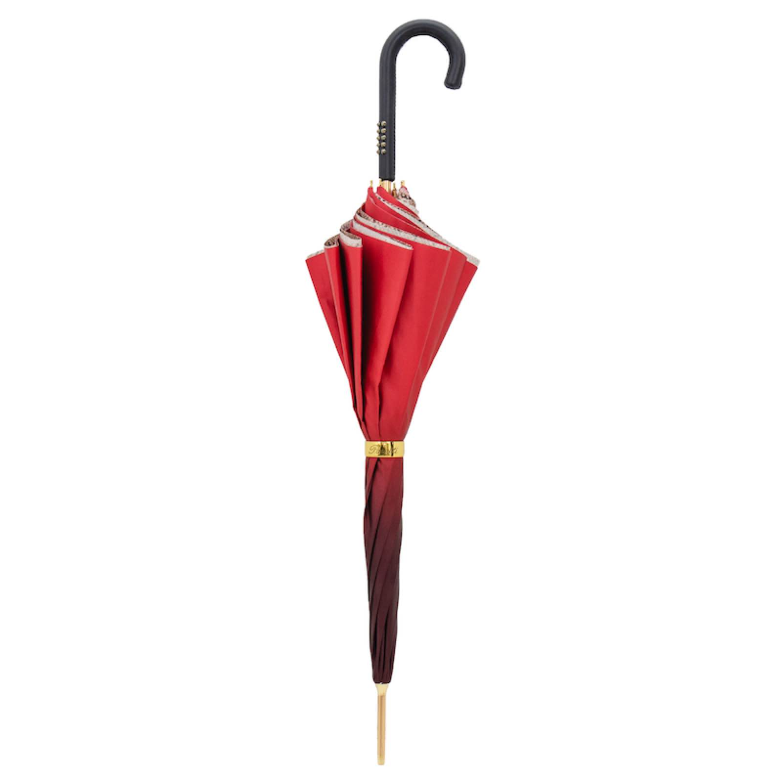 Red Python Umbrella – Handmade Italian Rain Umbrella With Leather Handle