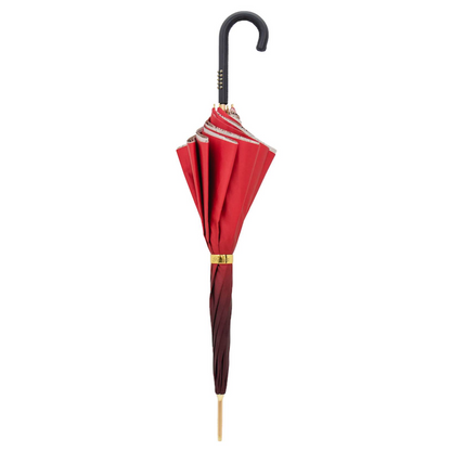 Red Python Umbrella – Handmade Italian Rain Umbrella With Leather Handle