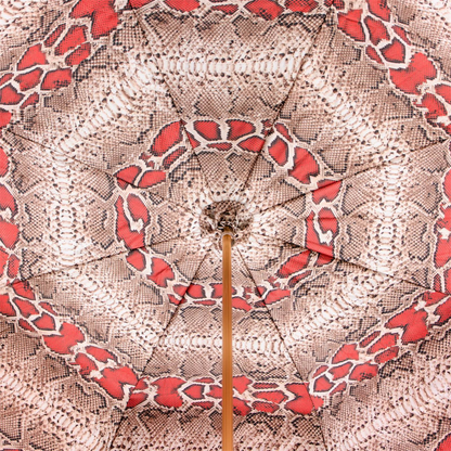 Red Python Umbrella – Handmade Italian Rain Umbrella With Leather Handle