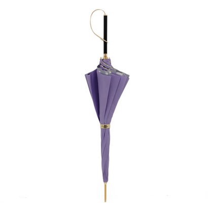 Double Cloth Umbrella – Elegant Lilac Flowers, Handmade Italian Rain Protection