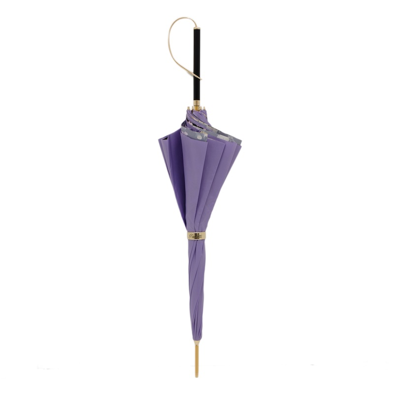 Double Cloth Umbrella – Elegant Lilac Flowers, Handmade Italian Rain Protection