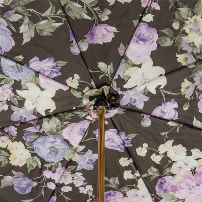 Double Cloth Umbrella – Elegant Lilac Flowers, Handmade Italian Rain Protection