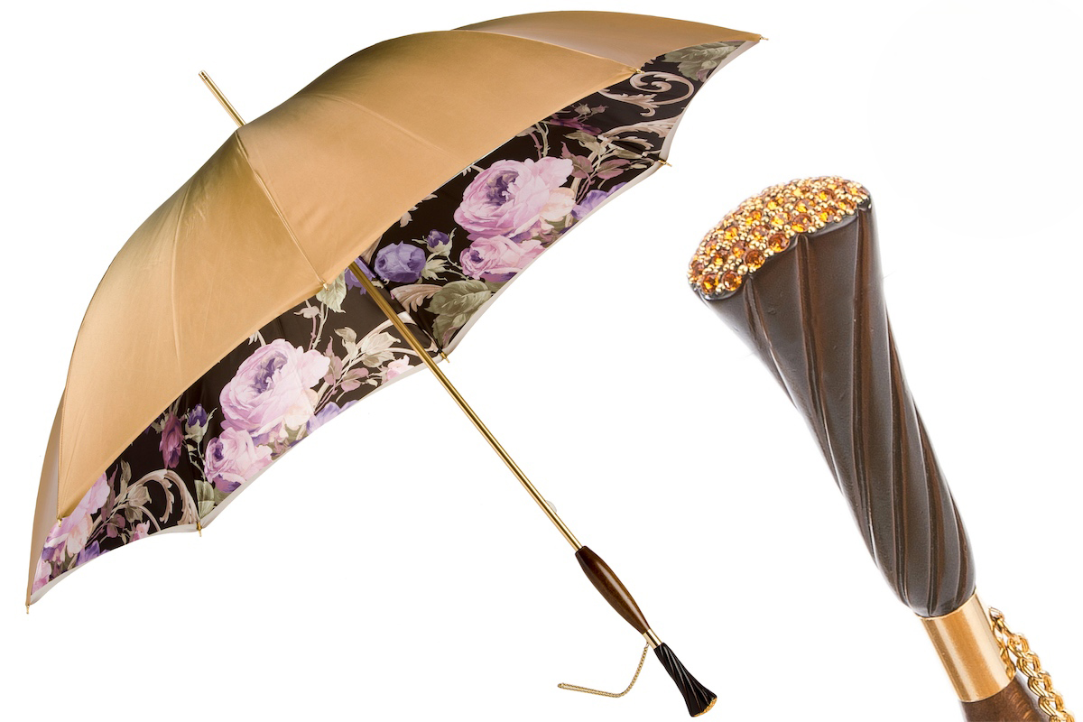 Luxury Vintage Umbrella – Handmade Italian Double Cloth Canopy with Swarovski Crystals