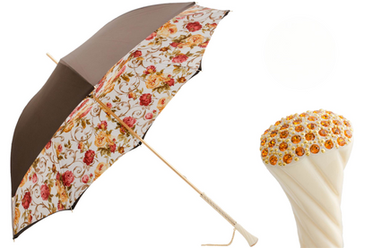 Luxury Vintage Umbrella - Handmade Italian Rain Umbrella with Swarovski Crystal Handle