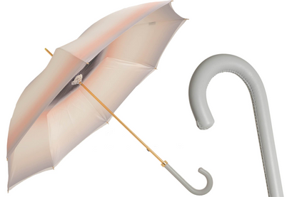 Grey Ombre Umbrella – Handmade Italian Leather Handle, Waterproof Polyester Canopy