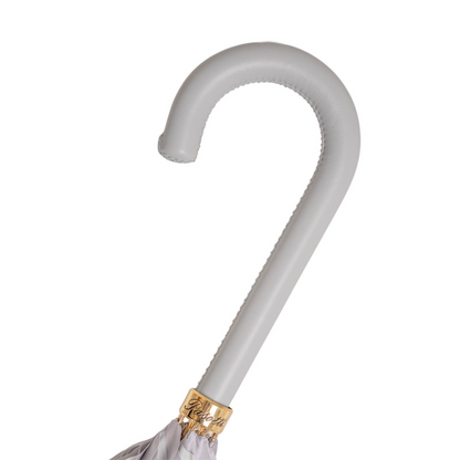 Grey Ombre Umbrella – Handmade Italian Leather Handle, Waterproof Polyester Canopy