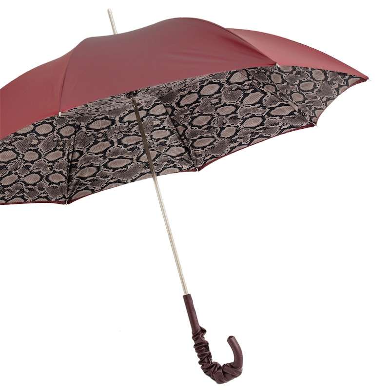 Luxury Python Umbrella – Handmade Italian Manual Rain Umbrella With Leather Handle