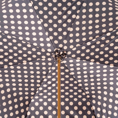 Classic Polka Dots Umbrella – Handmade Italian Double Cloth Canopy with Jeweled Handle
