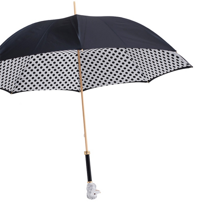 Enameled Brass Umbrella with Dots – Italian Handmade Poodle Design, Manual Opening