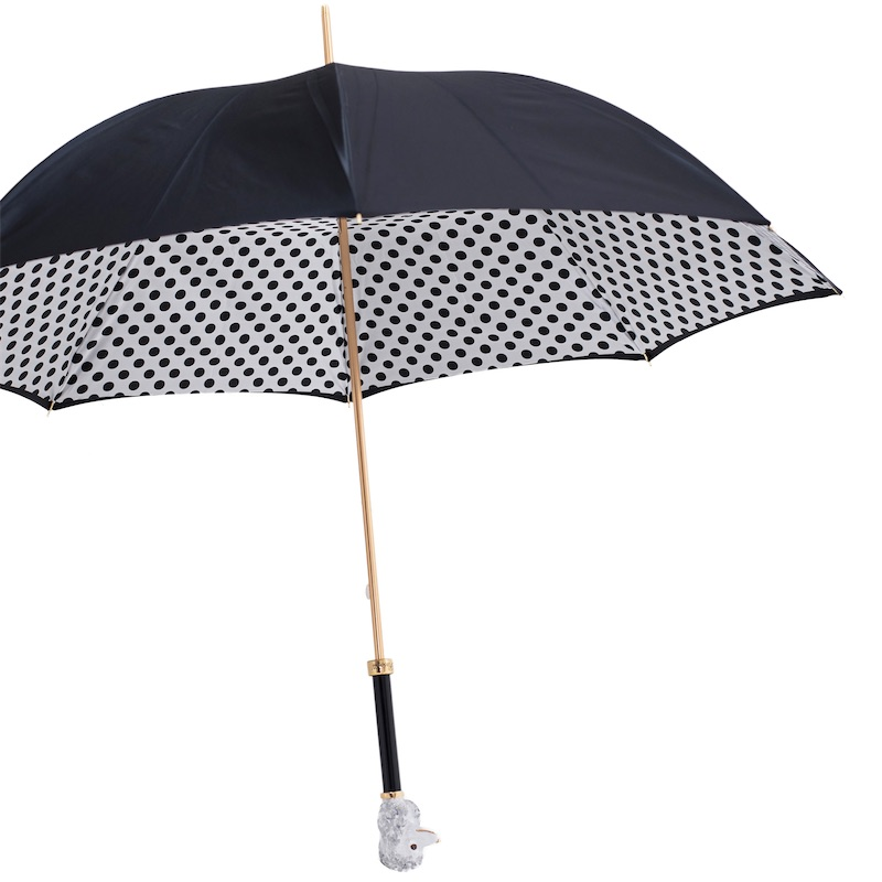 Enameled Brass Umbrella with Dots – Italian Handmade Poodle Design, Manual Opening