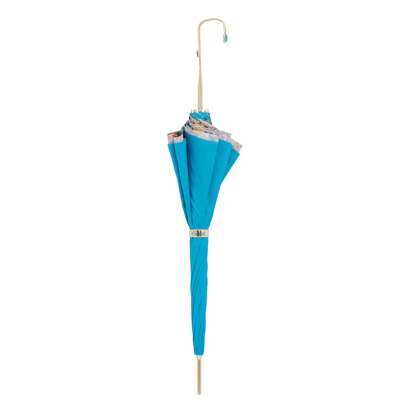 Animal Print Umbrella - Handmade Italian Double Cloth Canopy, Jeweled Brass Handle