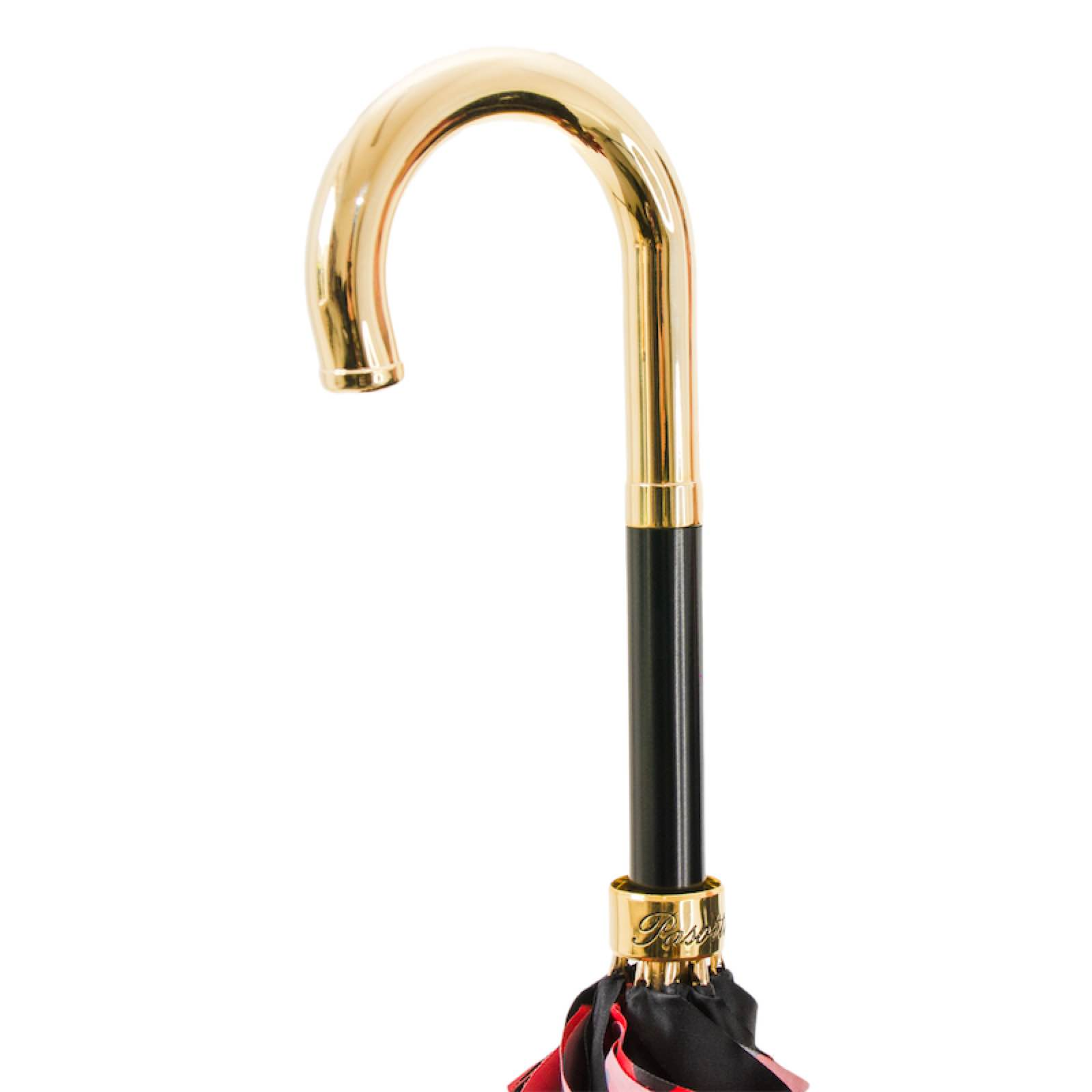 Classic Umbrella - Handmade Italian Red Circle Rain Umbrella with Brass Handle