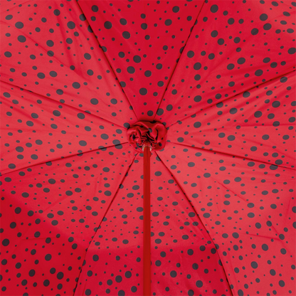 Classic Umbrella - Handmade Italian Red Circle Rain Umbrella with Brass Handle