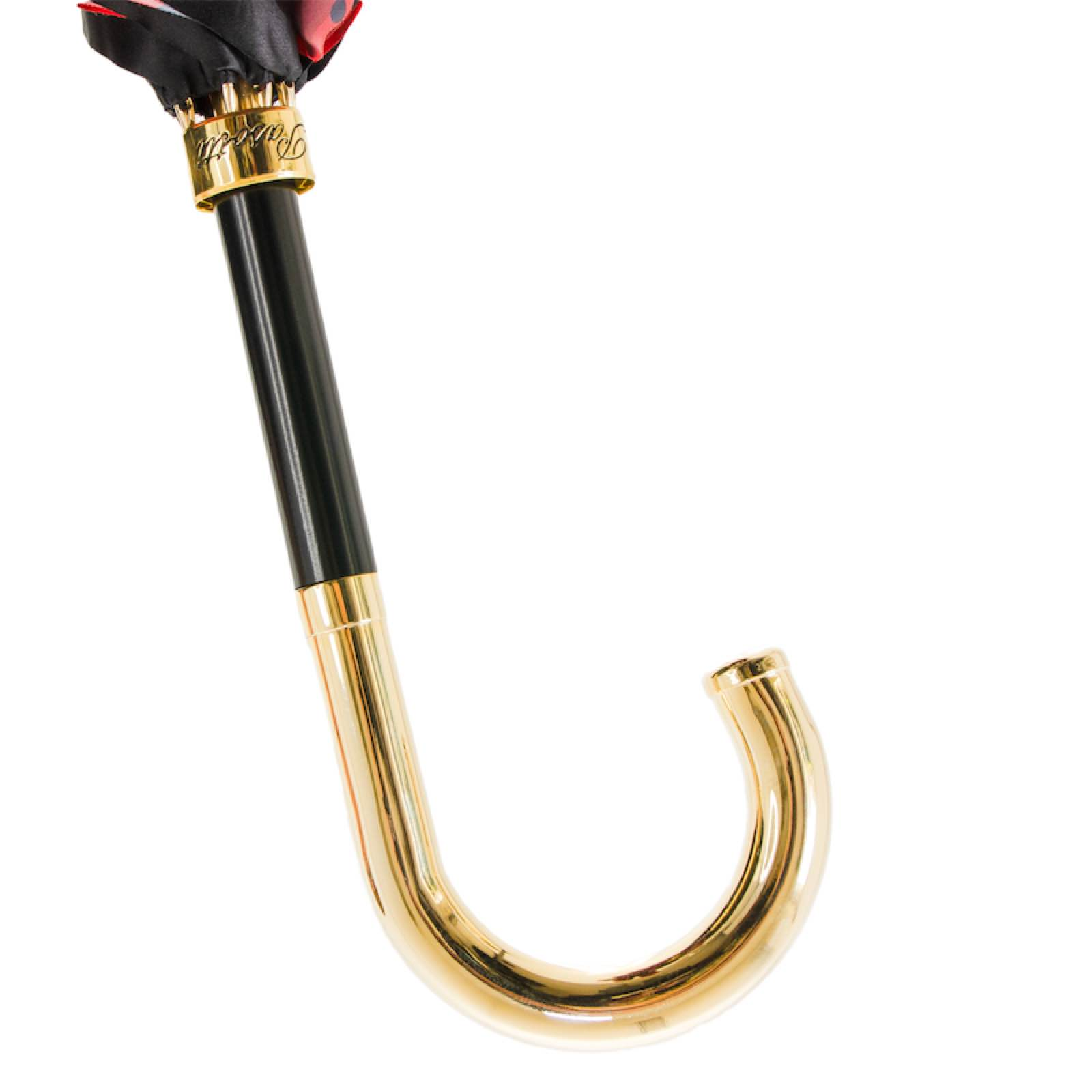 Classic Umbrella - Handmade Italian Red Circle Rain Umbrella with Brass Handle
