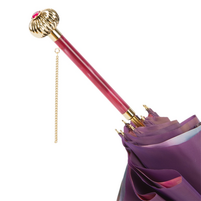 Purple Manual Umbrella – Double Cloth Rain Gear with Roses Print Interior