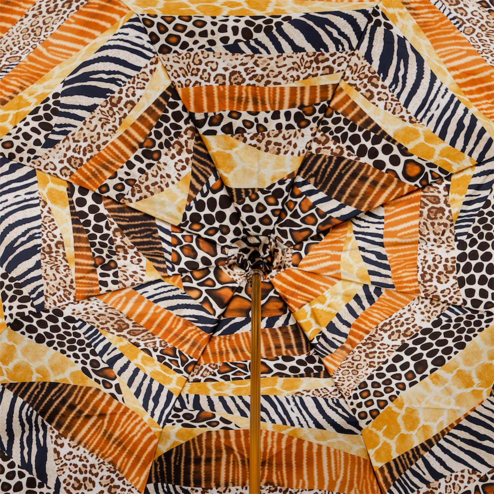 Tiger Handle Umbrella – Handmade Italian Double Cloth Rain Protection with Brass Handle