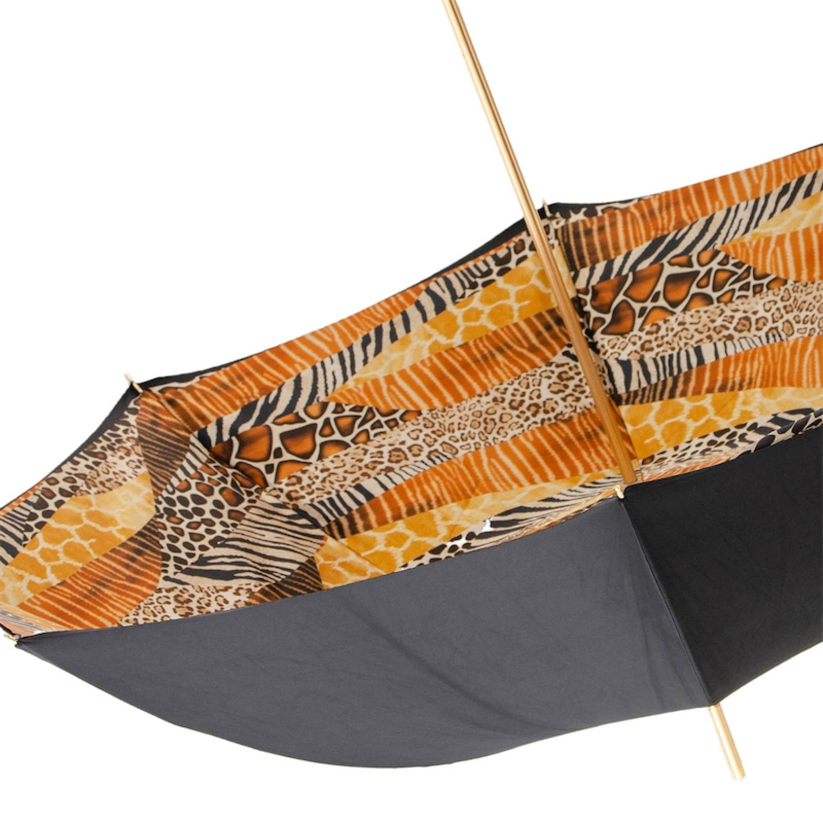 Tiger Handle Umbrella – Handmade Italian Double Cloth Rain Protection with Brass Handle