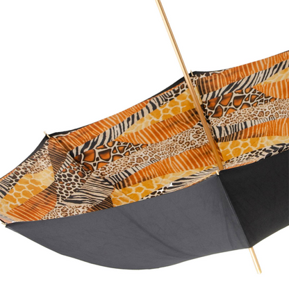 Tiger Handle Umbrella – Handmade Italian Double Cloth Rain Protection with Brass Handle